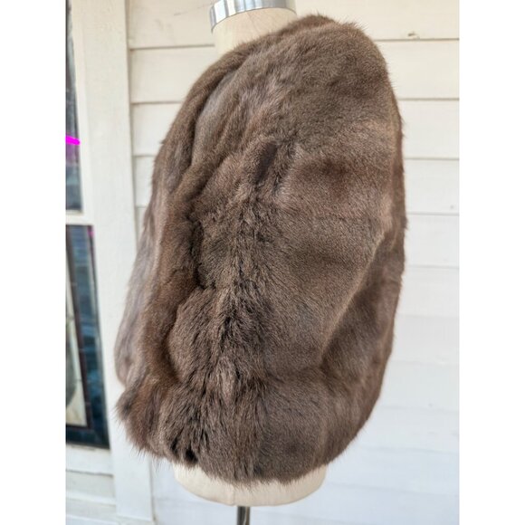 Vintage 40's Smoke Gray Muskrat Fur Stole Capelet - Picture 10 of 16